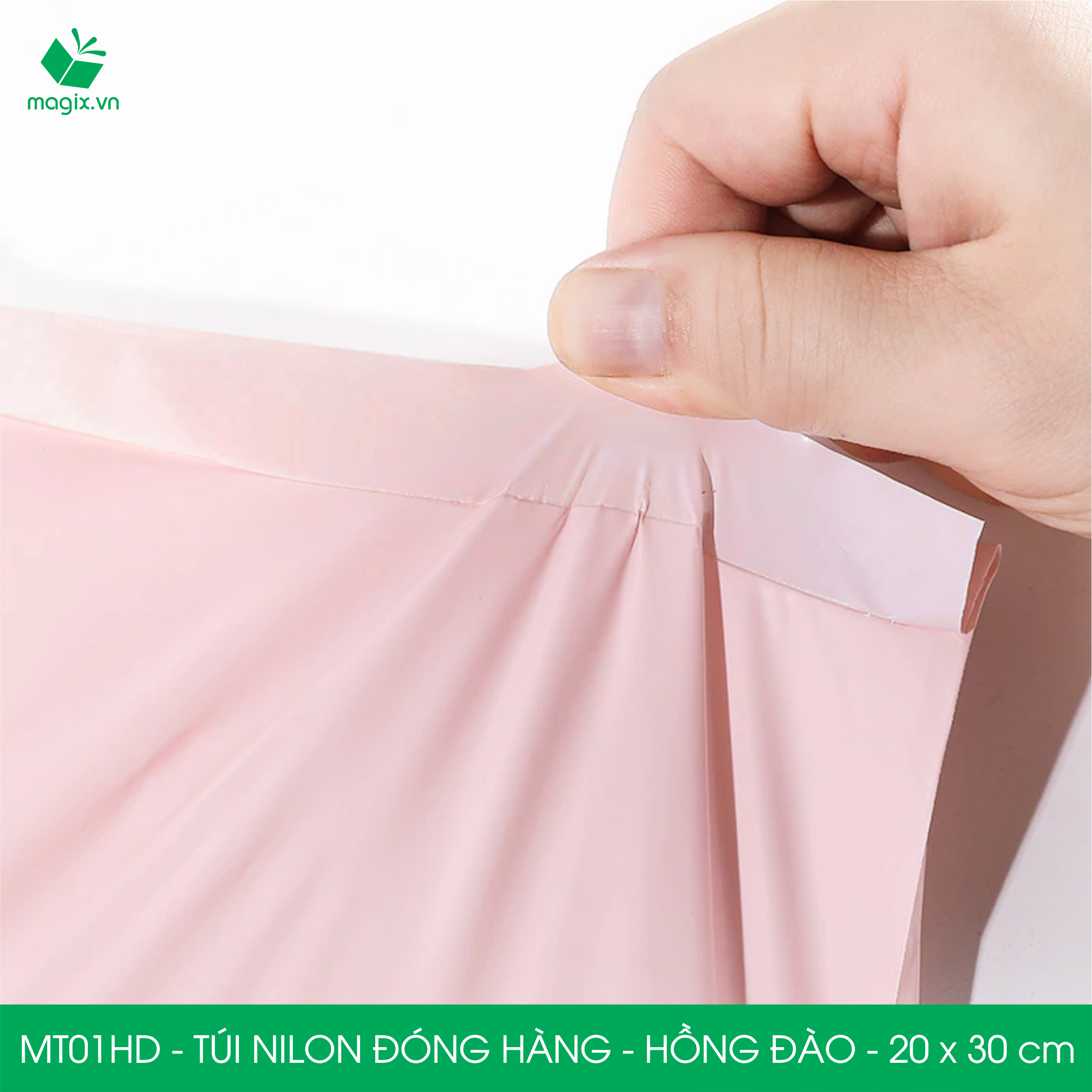 MT21HD - 32x45 cm - Túi nilon gói hàng - 100 túi niêm phong đóng hàng màu hồng đào