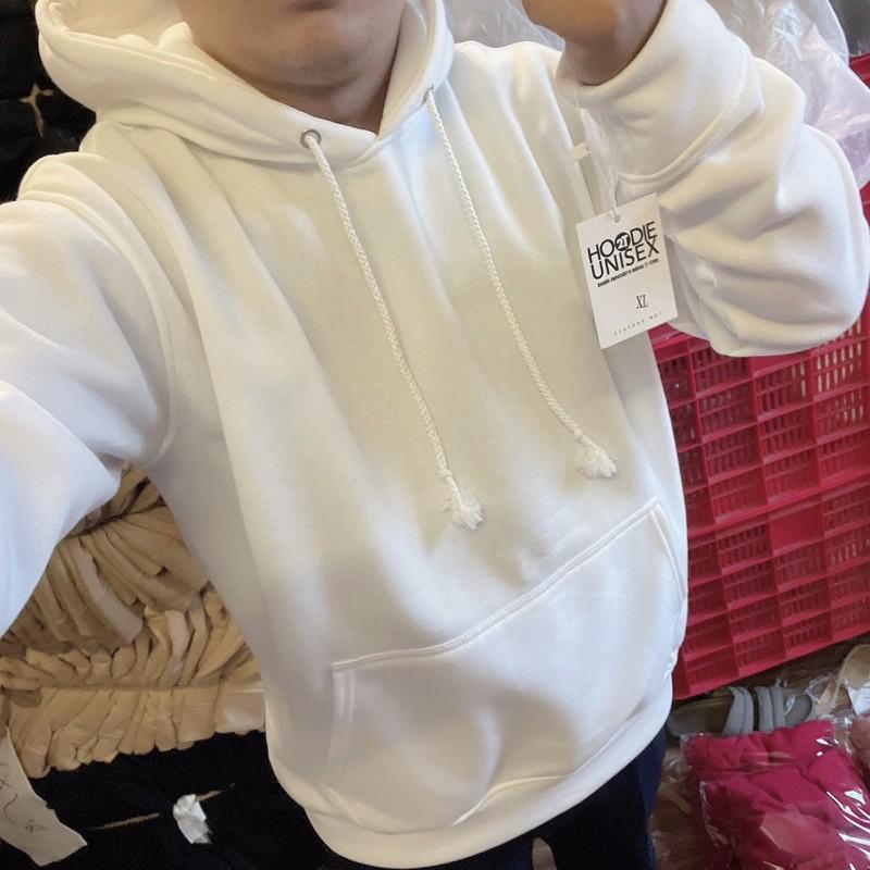 Áo hoodie unisex 2T Store H05 màu trắng khoác nỉ chui đầu nón 2 lớp dày dặn đẹp chất lượng