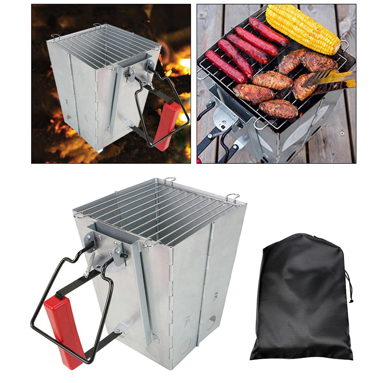 BBQ Charcoal Chimney Starter Camping Quick Grill Lighter Compact Foldable