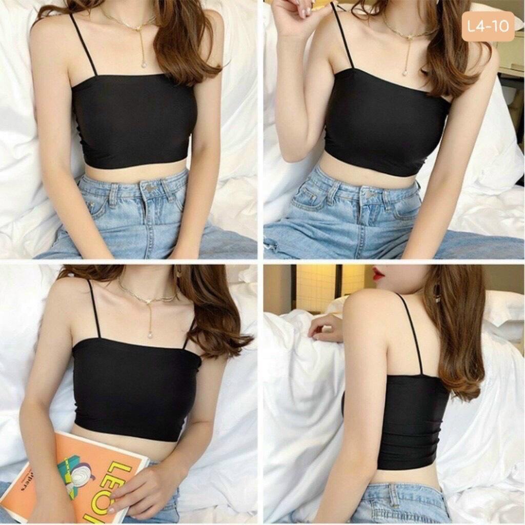 Combo 2 Áo Thun 2 Dây Sợi Bún Croptop Mặc Tôn Dáng Cực Chuẩn