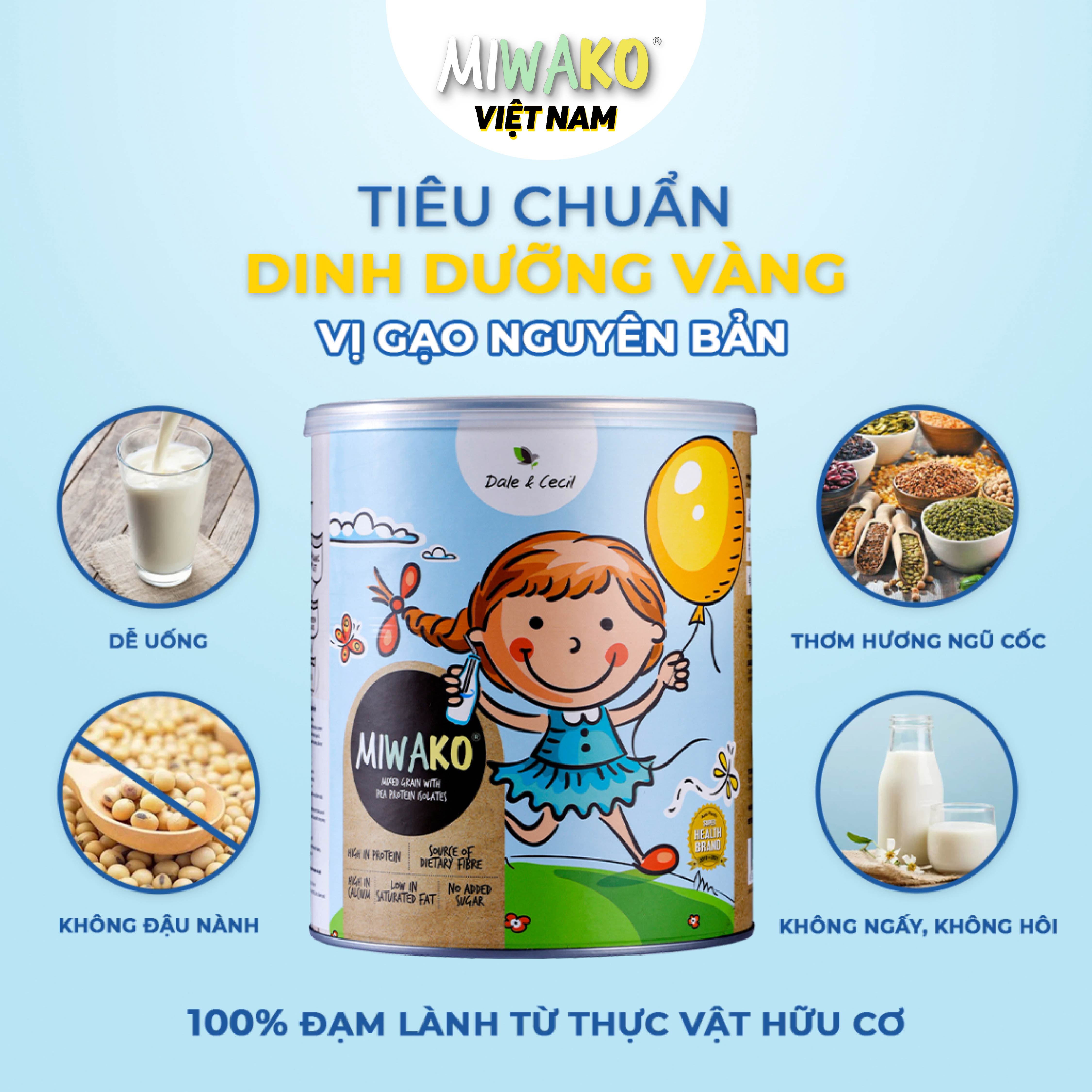 Sữa Công Thức Hạt Hữu Cơ MIWAKO Hộp 700g x 1 Hộp Vị Gạo - Miwako