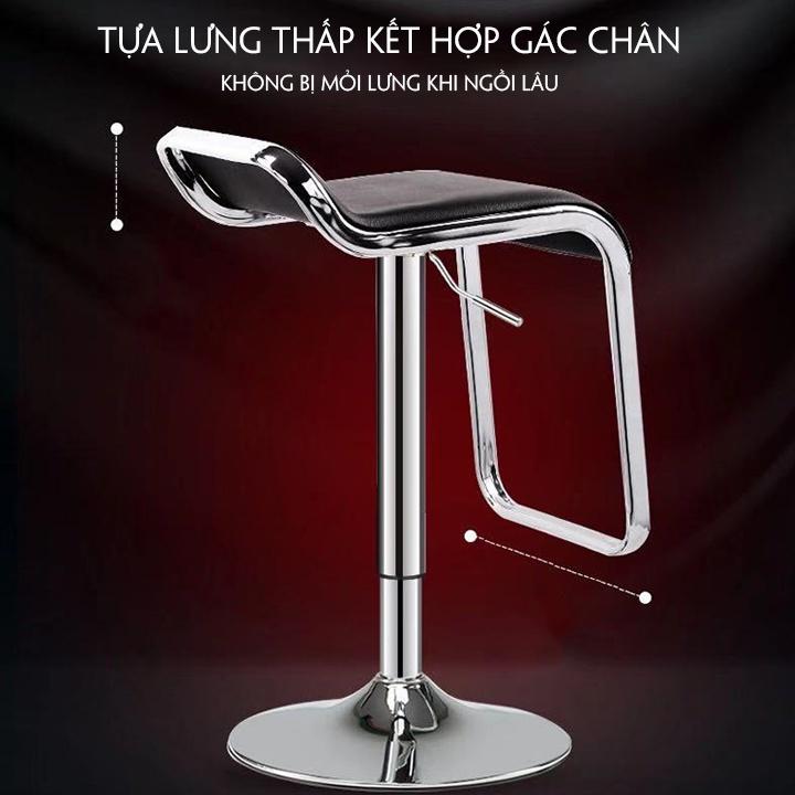 Ghế trang trí góc bếp nhà bạn, Ghế ngồi quầy bar inox sang trọng nâng hạ xoay 360 độ tiện lợi