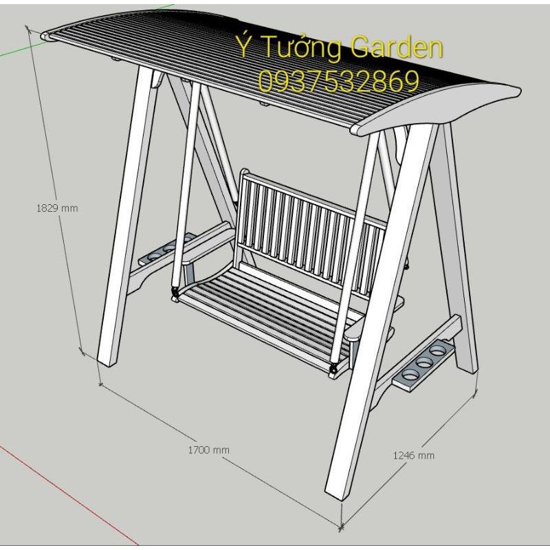 Xích đu gỗ sân vườn( 3 chỗ ngồi)