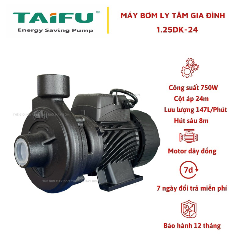 Máy bơm nước ly tâm 750W (1HP) TAIFU 1.25DK-24 - Bảo hành 1 năm ( Cam kết hàng chính hãng )