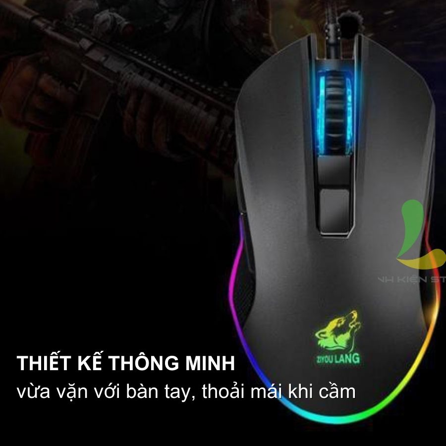 Chuột máy tính Zhiyoulang V1 - Chuột gaming giá rẻ có dây cắm USB tích hợp công nghệ chuột quang mới