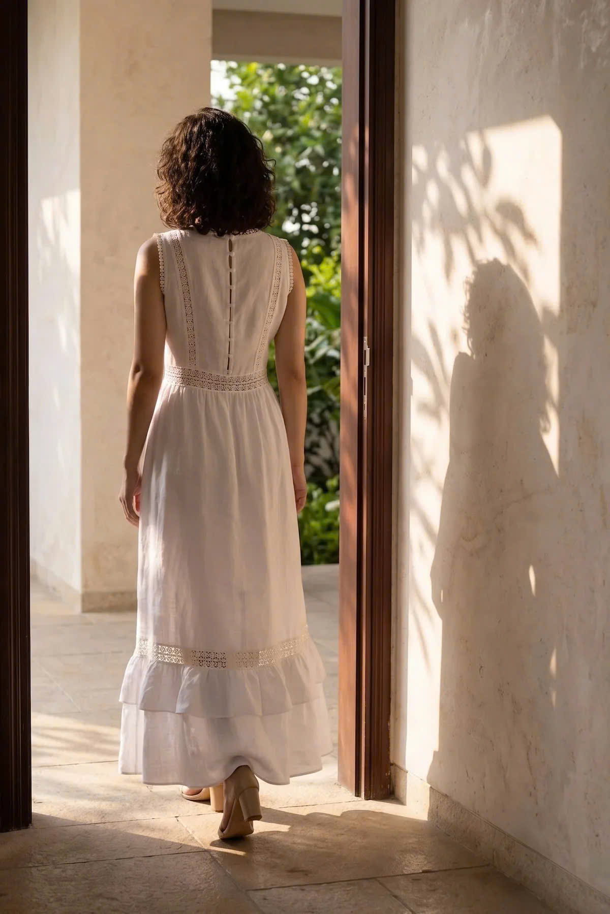 Đầm Maxi Phối Ren Linen Trắng Minh Duyên Dre237 Thời trang Hity