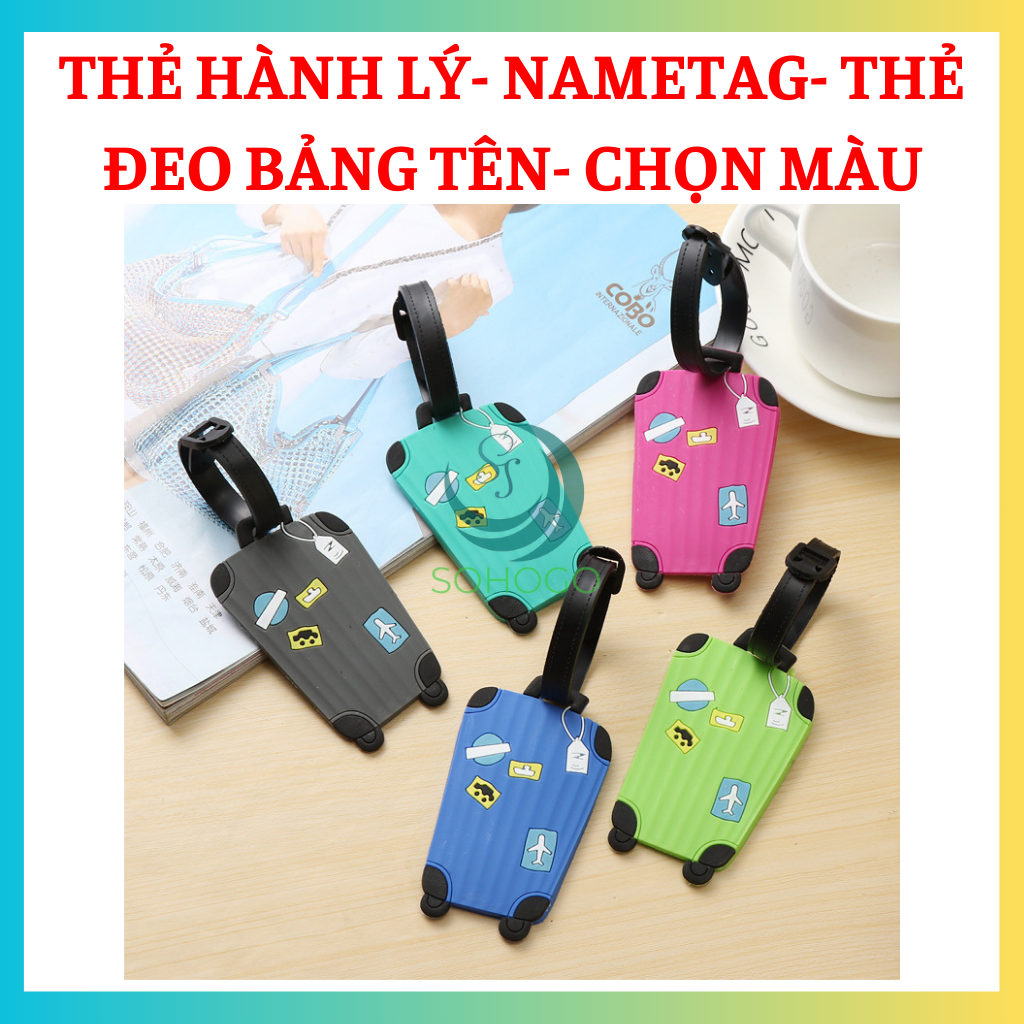 [CHỌN MÀU]- Thẻ đeo hành lý/ nametag chống thất lạc vali/ balo-Thẻ đeo bảng tên nhựa dẻo cao cấp cho bé