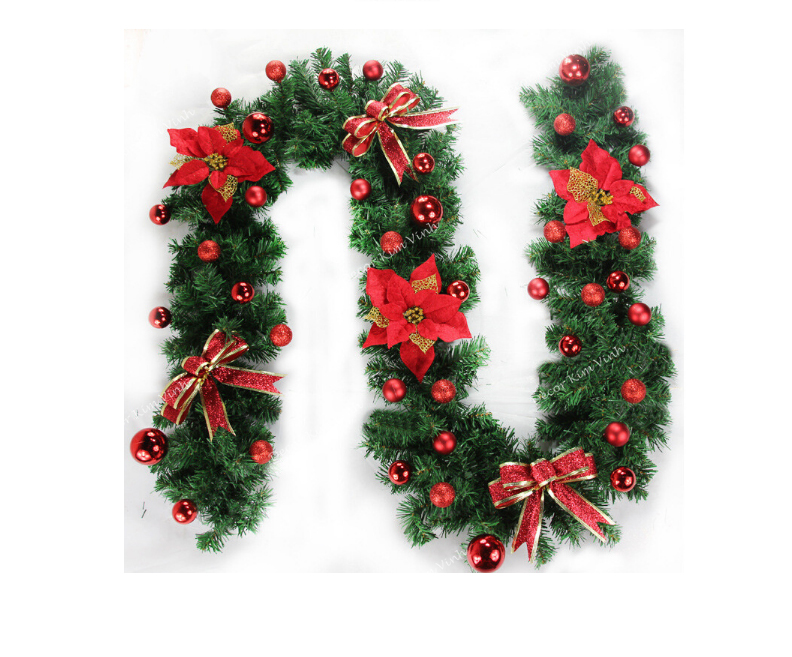 Dây Lá Thông Hoa Và Nơ B4 Trang Trí Giáng Sinh Noel