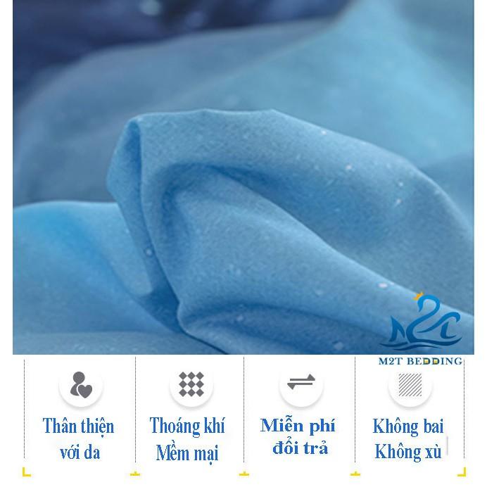 Bộ chăn ga Cotton poly hoa lá M2T Bedding chăn ga Hàn Quốc đủ size miễn phí bo chun drap ga giường