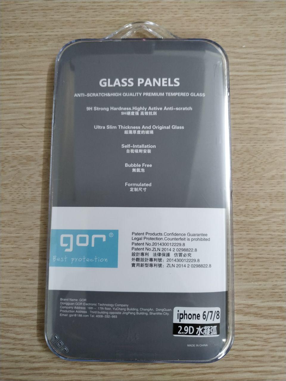 Kính Cường Lực GOR Cho IPHONE 6 / 7 / 8 Vát Viền 2.9D - Full Box - Hàng Nhập Khẩu