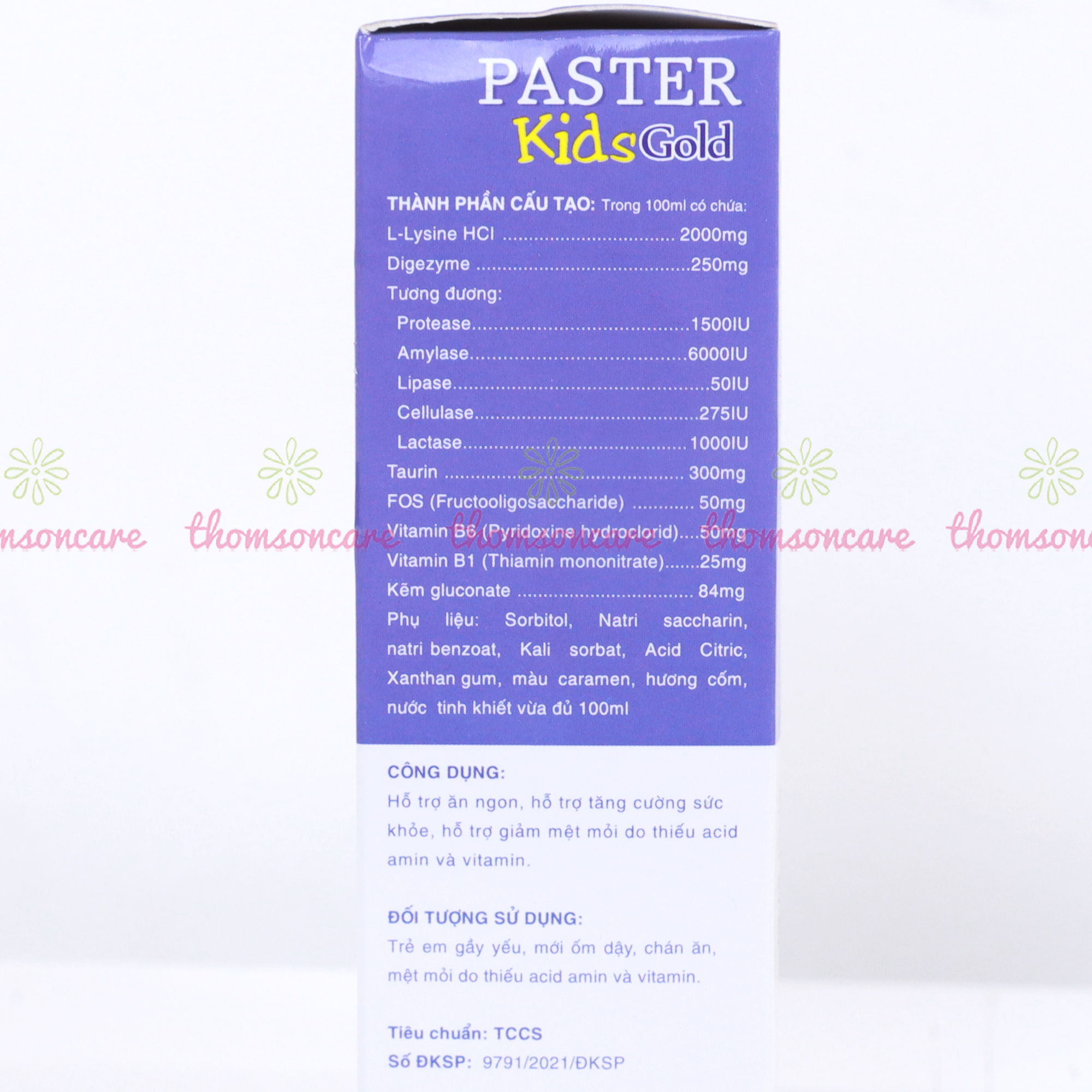 Siro ăn ngon Paster Kids Gold ống sanofia- Hỗ trợ tăng sức đề kháng, ăn ngon miệng, giảm rối loạn tiêu hóa - Hộp 20 ống x 10ml Thomsoncare