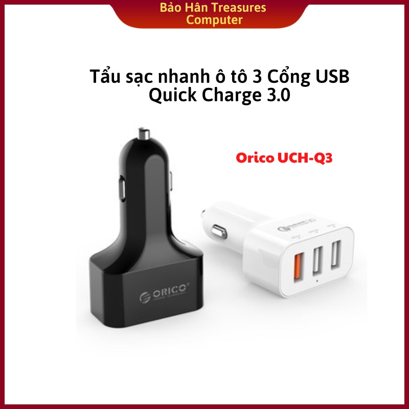 Sạc Xe Hơi Orico UCH-Q3 3 Cổng USB - Hàng Chính Hãng