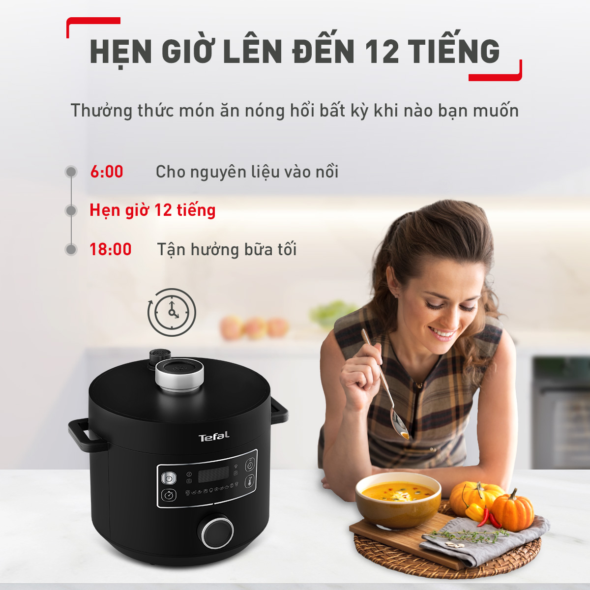 Nồi áp suất điện đa năng Tefal Turbo Cuisine 5L CY754830 - Hàng chính hãng