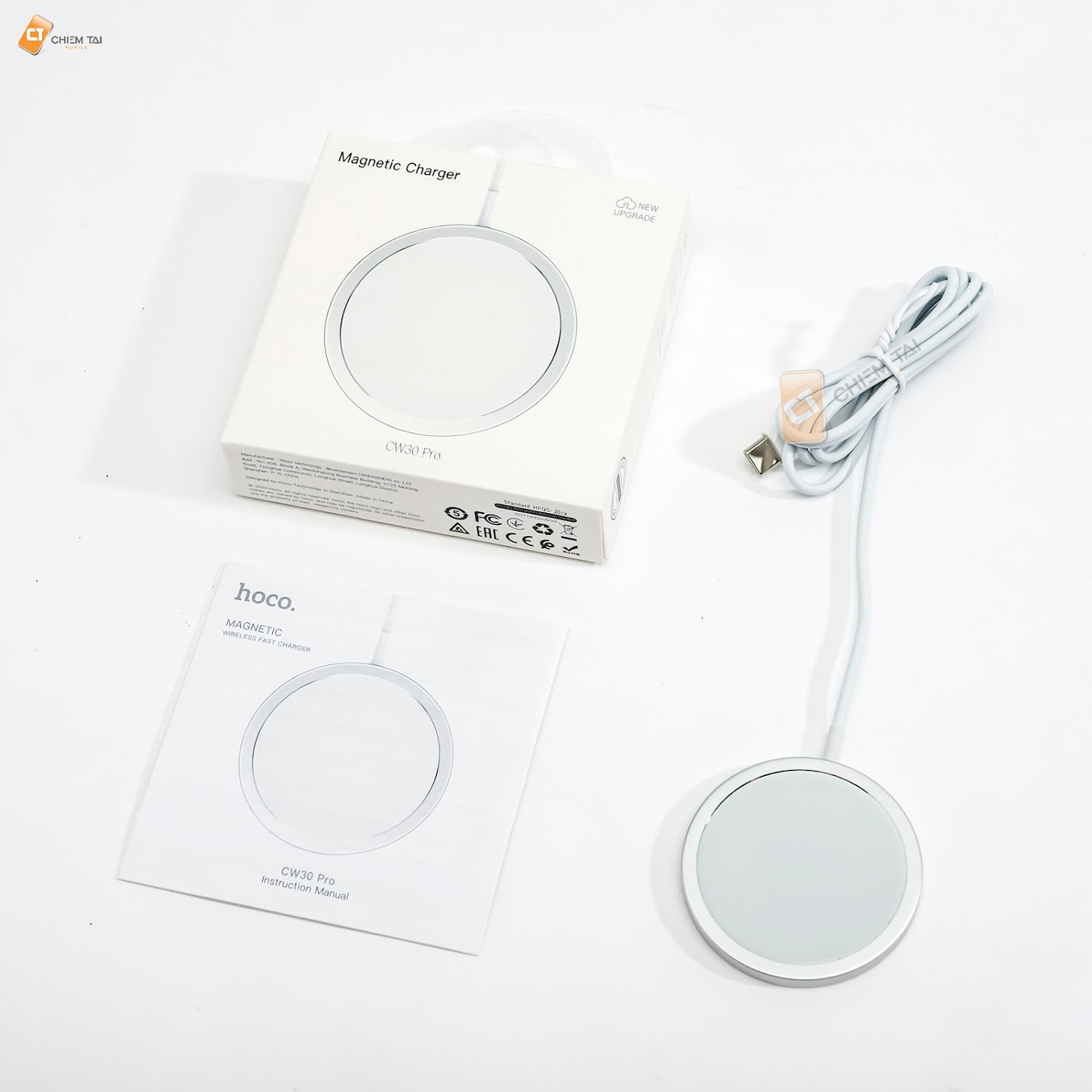 Đế sạc không dây Hoco CW30 Pro , Hỗ trợ sạc từ máy iphone X và tai nghe tws -Hàng Chính Hãng- Hàng Chính Hãng