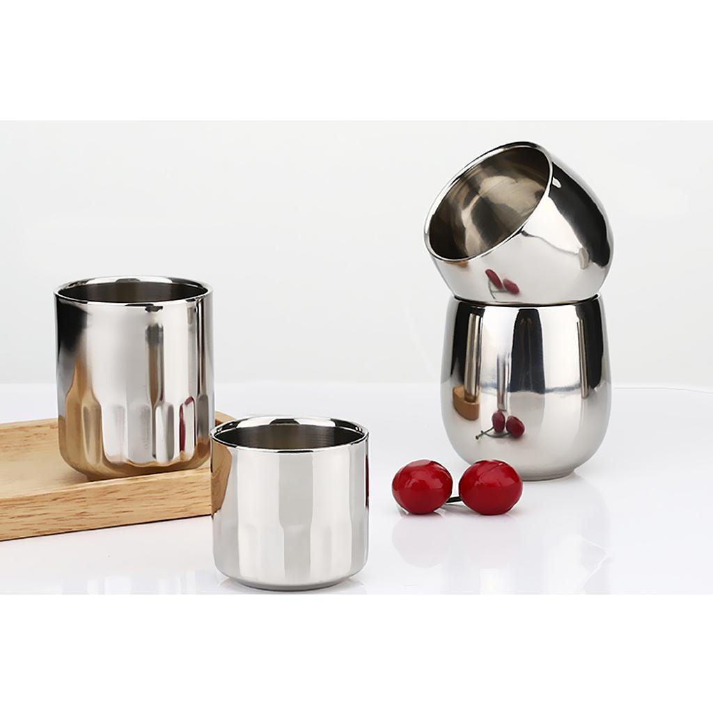 Stainless Steel Beer Cup Double Wall Milk Coffee Mug Straight 120ml+200ml