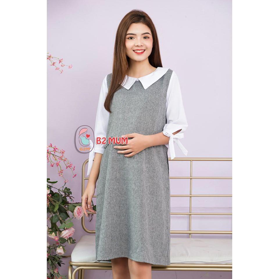 Váy kẻ cổ trắng