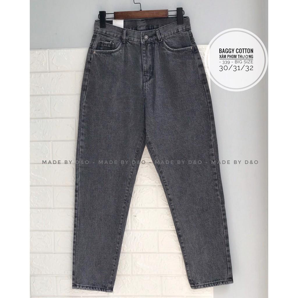  Quần jean baggy bigsize lưng cao màu xám size 30-32 - quần bò baggy size đại màu xám lưng cao