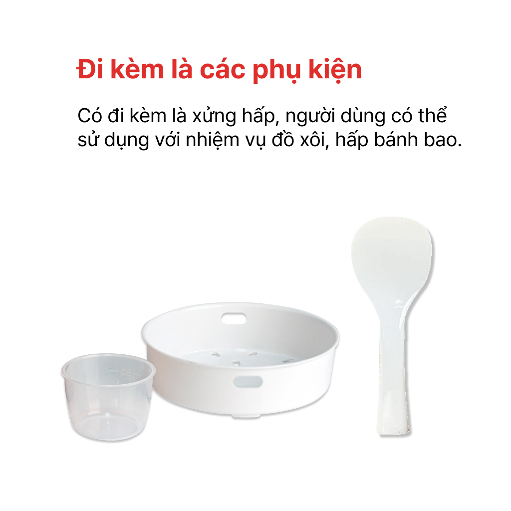 Nồi cơm điện nắp gài 0.8L Happy Cook HCJ-080G - Hàng Chính Hãng