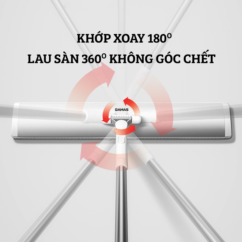 Cây Lau Nhà Thông Minh Hợp Kim Cao Cấp, Chổi Lau Nhà 360 Độ Lau Sạch Vắt Khô DAMAS CT2 - Bản Lau To Giúp Lau Sạch Nhanh Chóng, Khớp Xoay 180 Độ Linh Hoạt - Tự Động Gấp Gọn Tiện Lợi, Tích Hợp Thanh Lược Chải Làm Sạch Bông Lau Dễ Dàng Mà Không Cần Động Tay