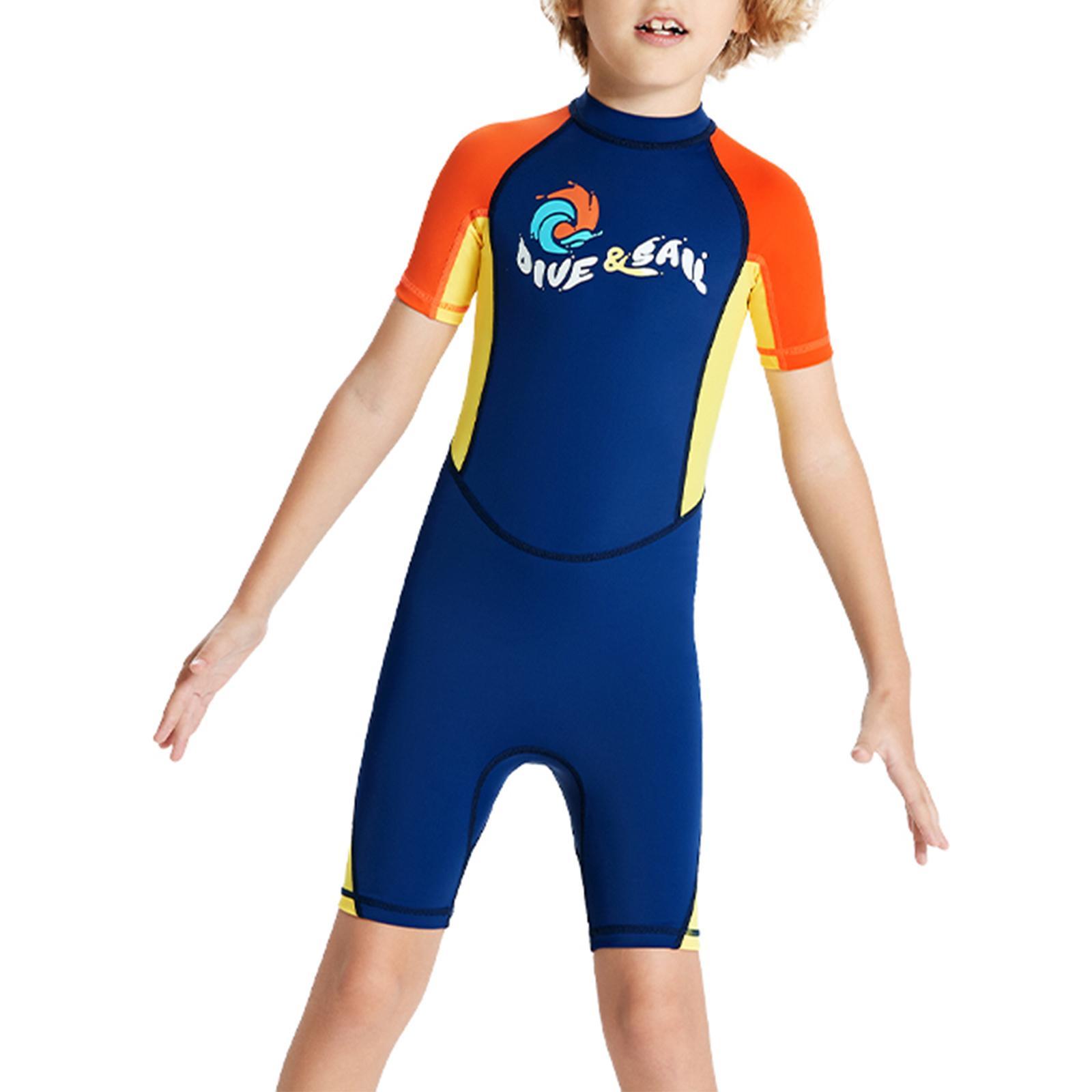 Kids Wetsuits Children Wet Suit Boys Diving Suit Short Sleeve Swimsuit Back Zip Shorty Wetsuit for Swimming Kayaking Diving Surfing
