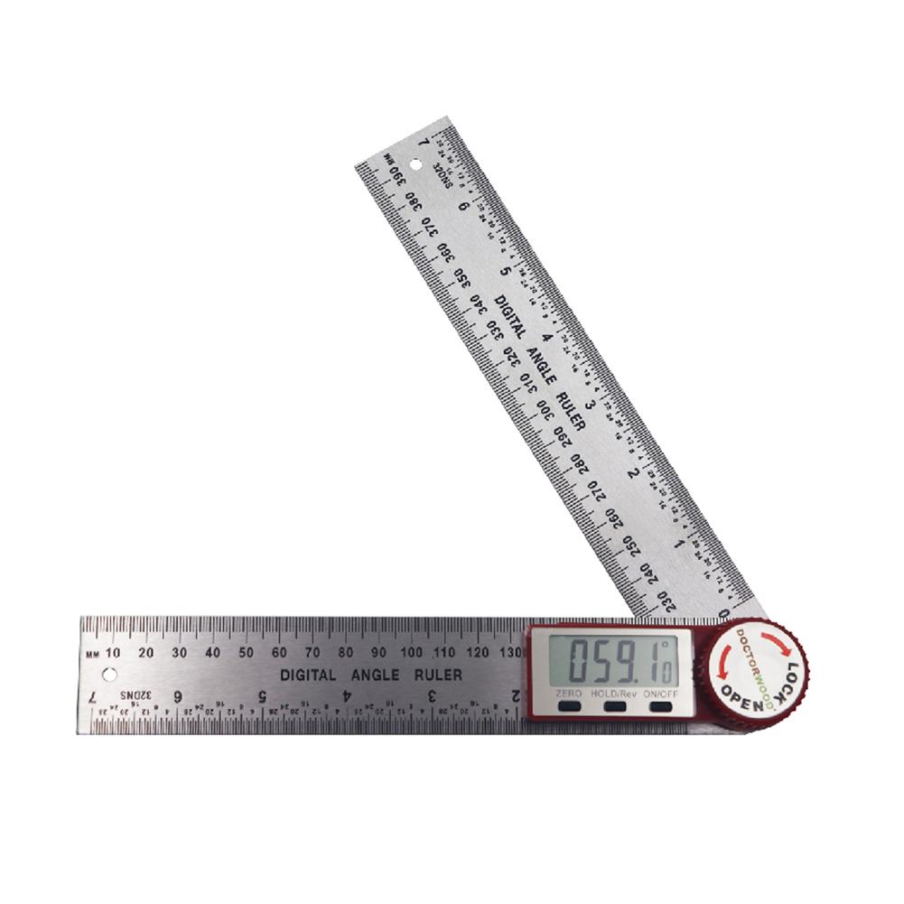 0~300mm LCD Screen Digital Ruler Stainless Steel Multifunctional Measuring Ruler Hold Function 360° Measuring Reverse