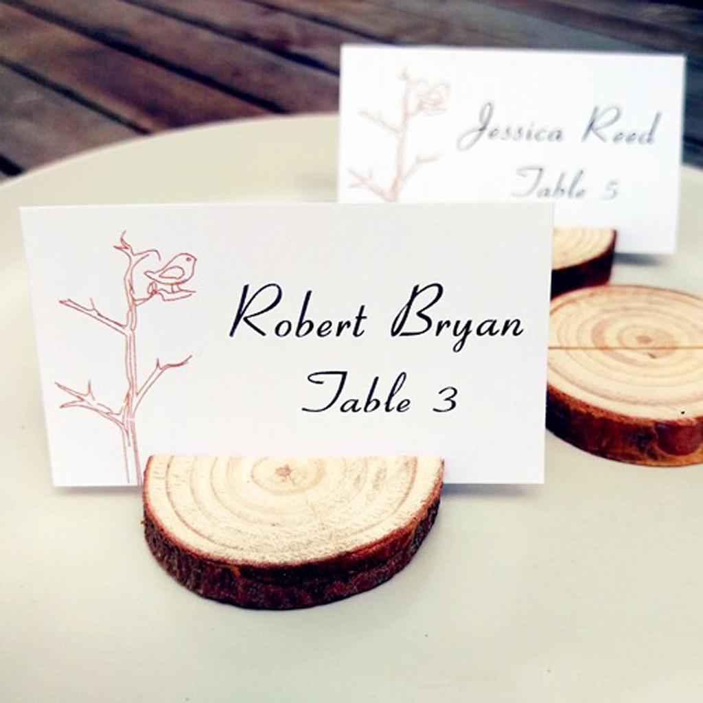 Chic Shabby Style Wood Log Card Holder with Card Wedding Place Card Table Decor