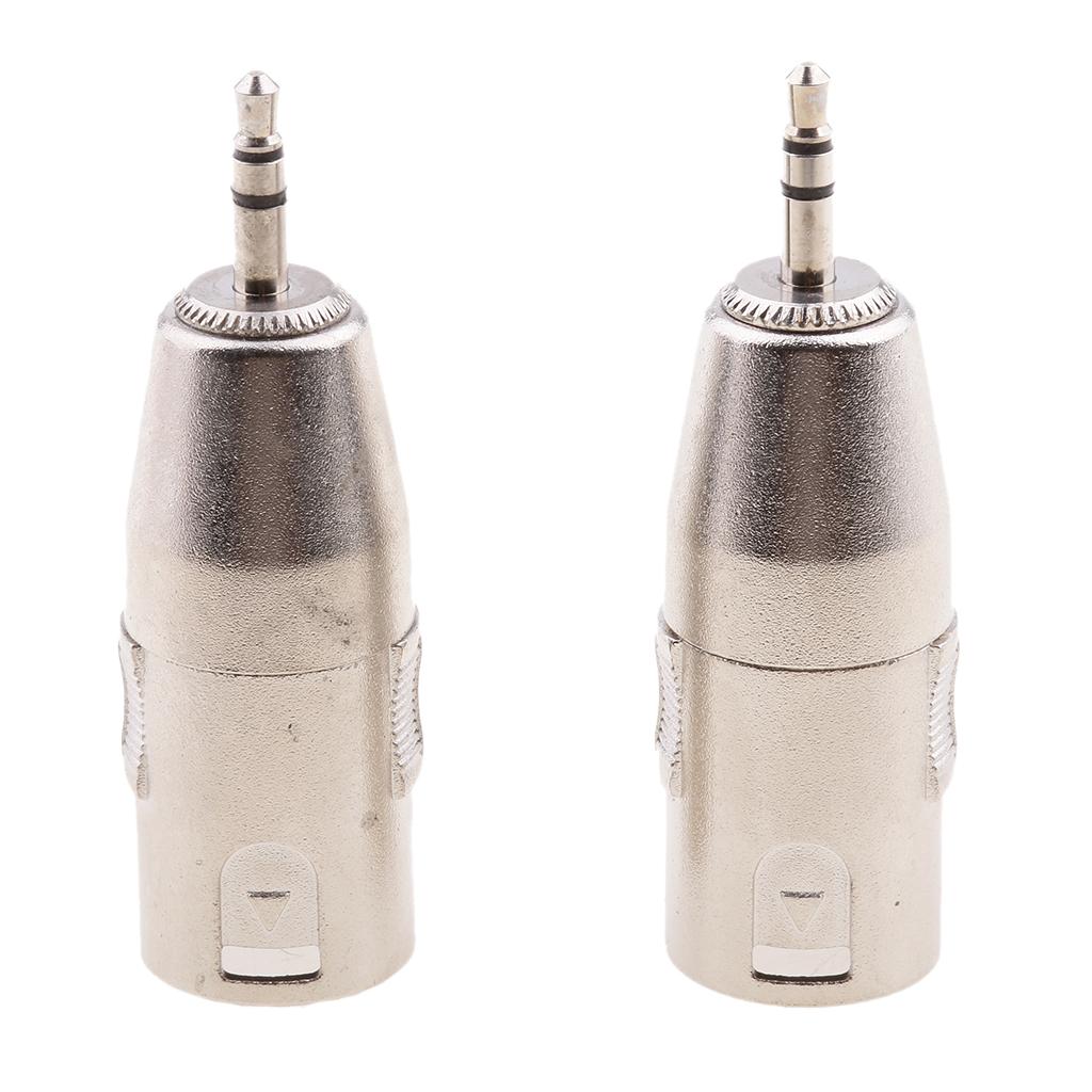 2 Pieces 3.5mm Jack Male Microphone Adapter to 3-pin XLR Male Connector for Camcorders, Recorders, & Mixers