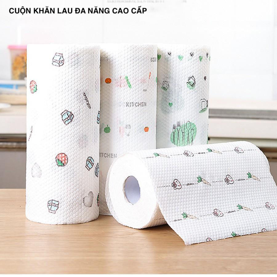 Khăn giấy lau đa năng lau bếp, lau tay cuộn trắng có thể giặt được và tái sử dụng cỡ 20cm