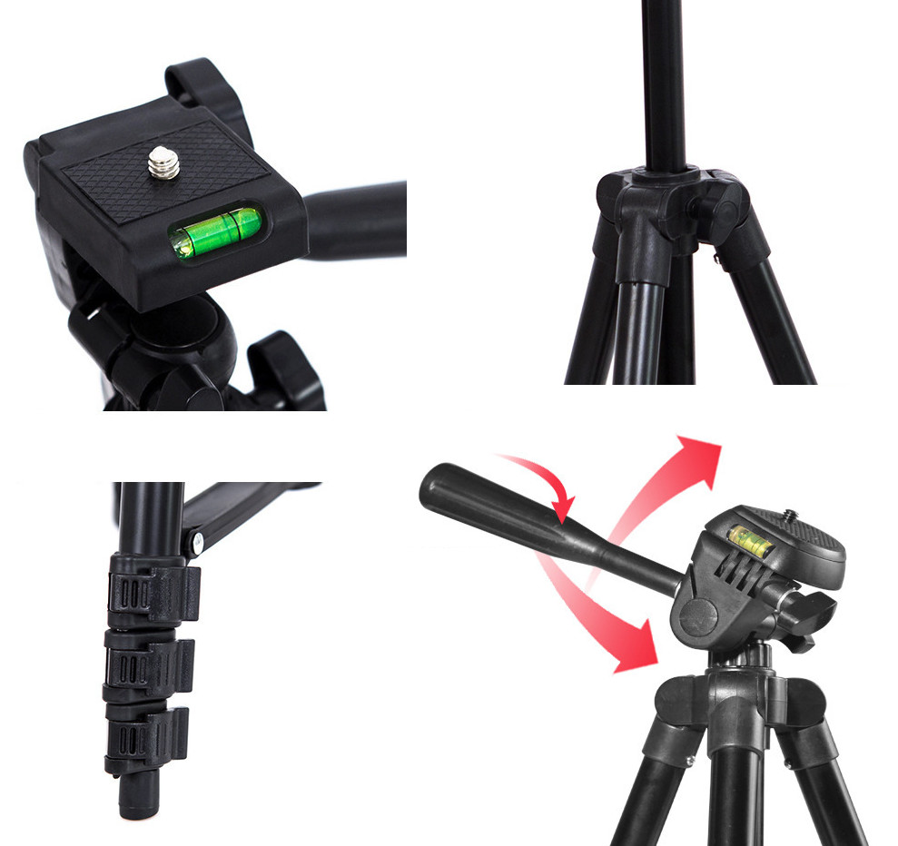 Chân giá đỡ điện thoại chụp ảnh camera gậy tripod 3 chân kèm kẹp giá tốt AURU312  Hàng Chính Hãng