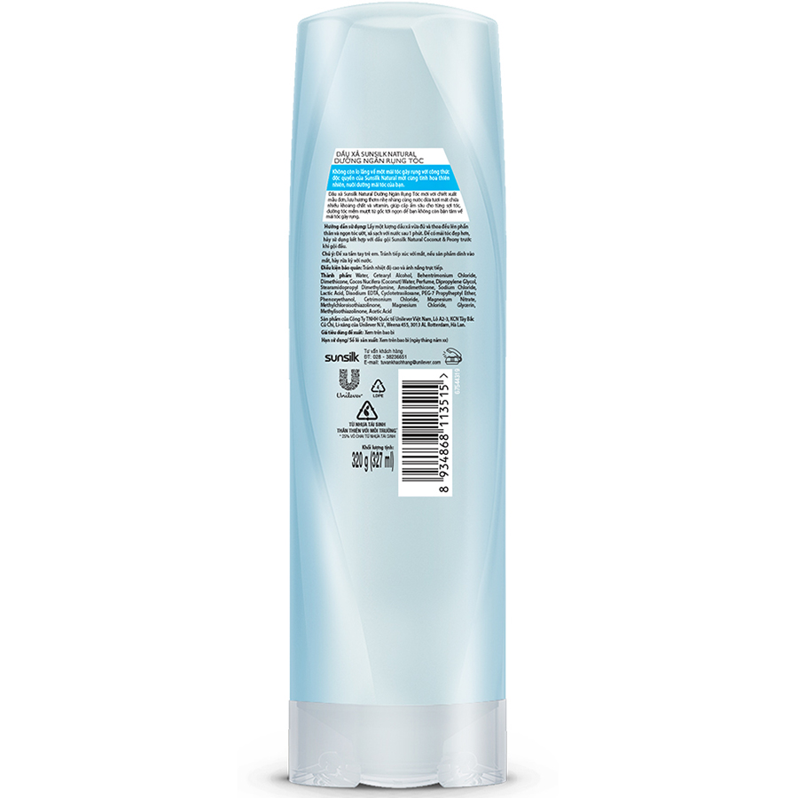 Dầu gội xả Sunsilk Dưỡng Ngăn Gãy Rụng 650gr, 320gr dành cho tóc gãy rụng với dưỡng chất thiên nhiên nước dừa &amp; hoa mẫu đơn