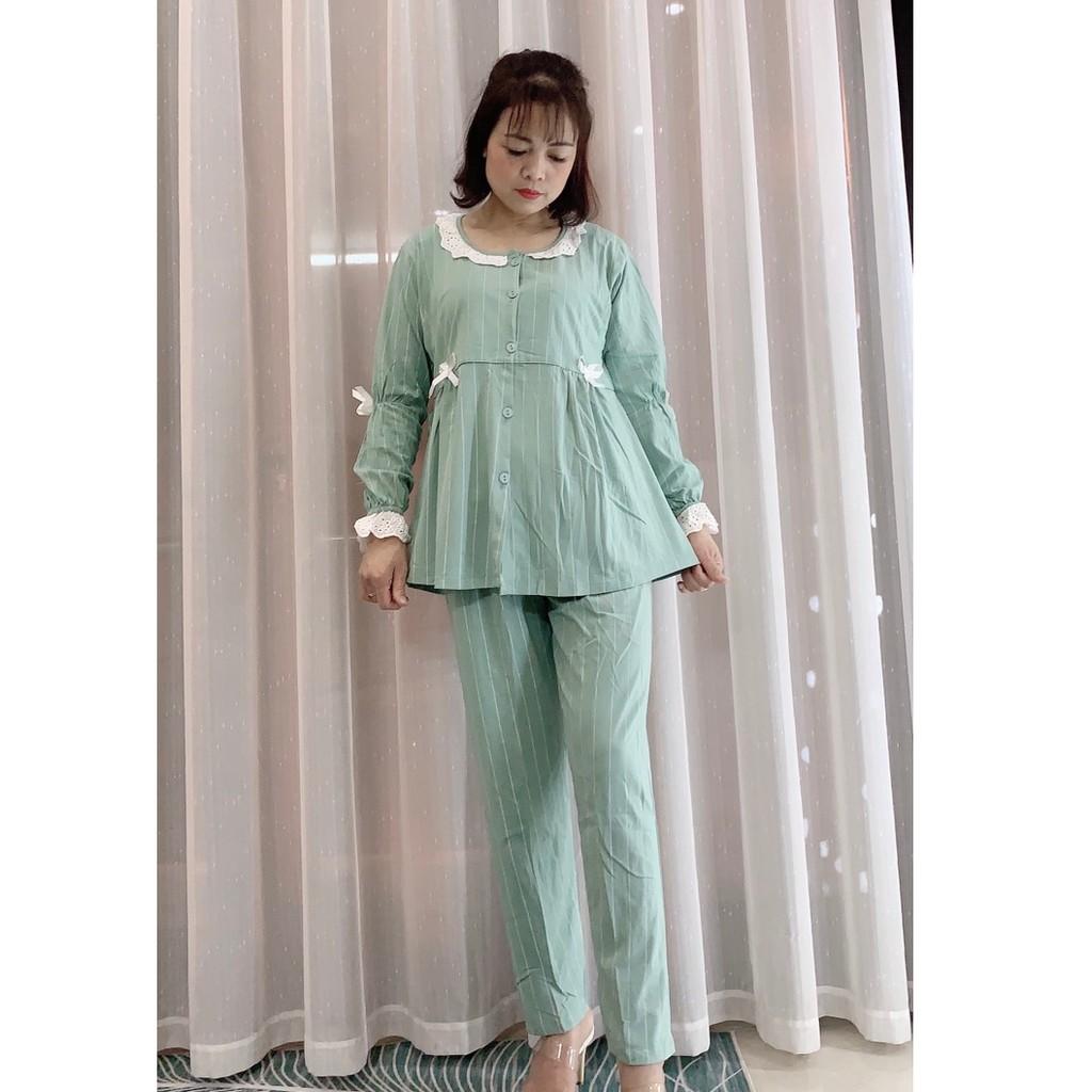 Bộ bầu và sau sinh cotton dài tay Thu Đông