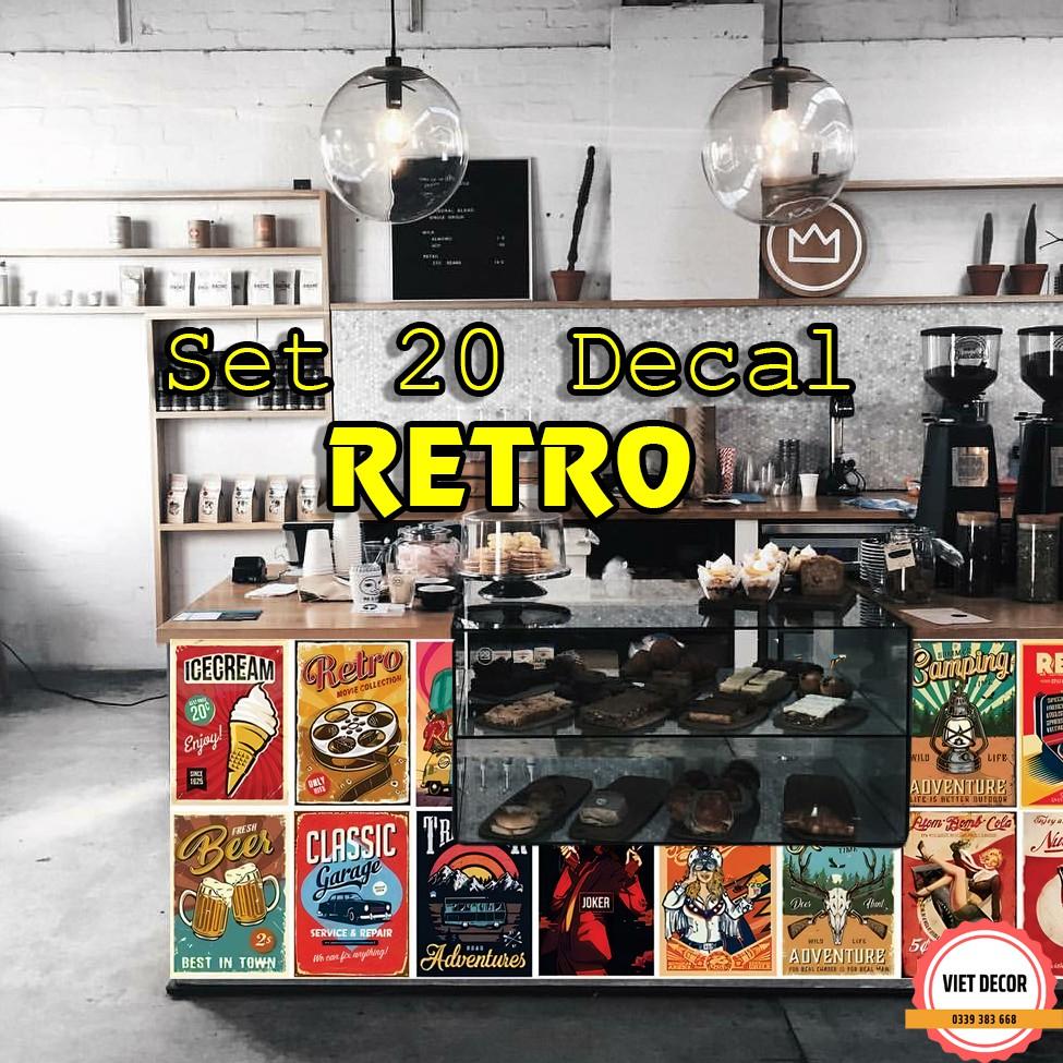 Decal Decor Vintage - Set 20 Tấm Decal Retro - Poster Trang trí Tường, Nội thất