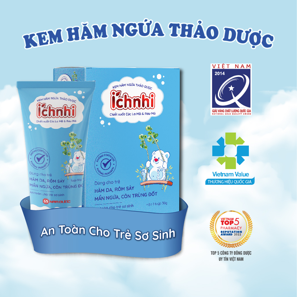 Kem hăm ngứa thảo dược Ích Nhi-Tuýp 30gr, làm dịu da, hết viêm ngứa, hăm da, an toàn cho trẻ sơ sinh