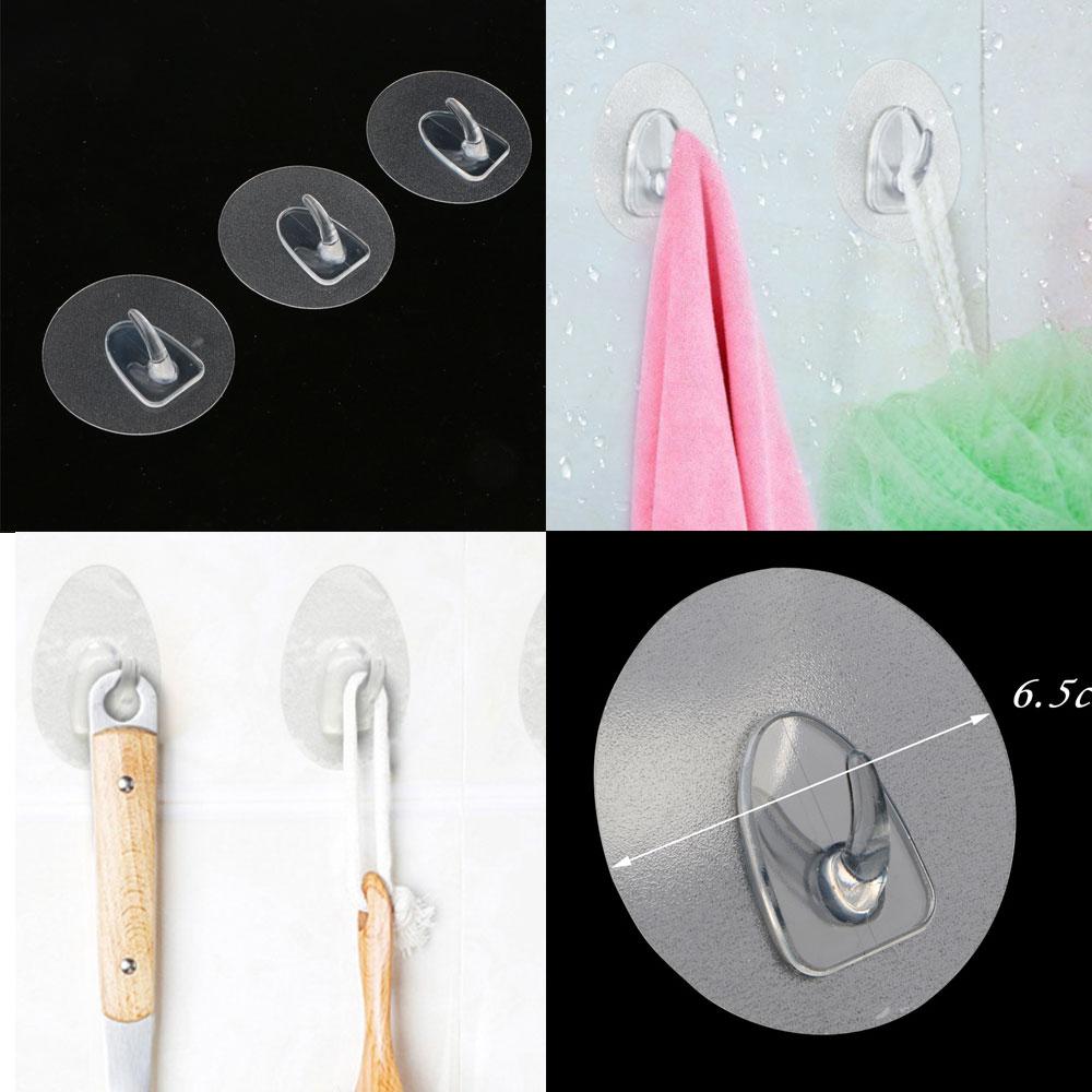 3x Self Adhesive Utility Hooks Wall Hook Traceless Sticky Clothes Towel Hanger, Clear