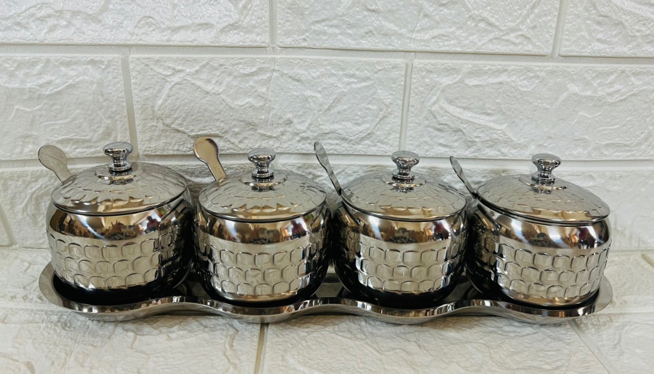 Combo 4 hũ đựng gia vị inox cao cấp