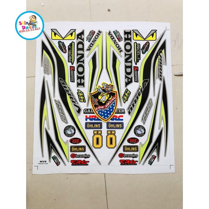 Tem rời vario 150 in decal trong dán xe trắng hoặc bạc