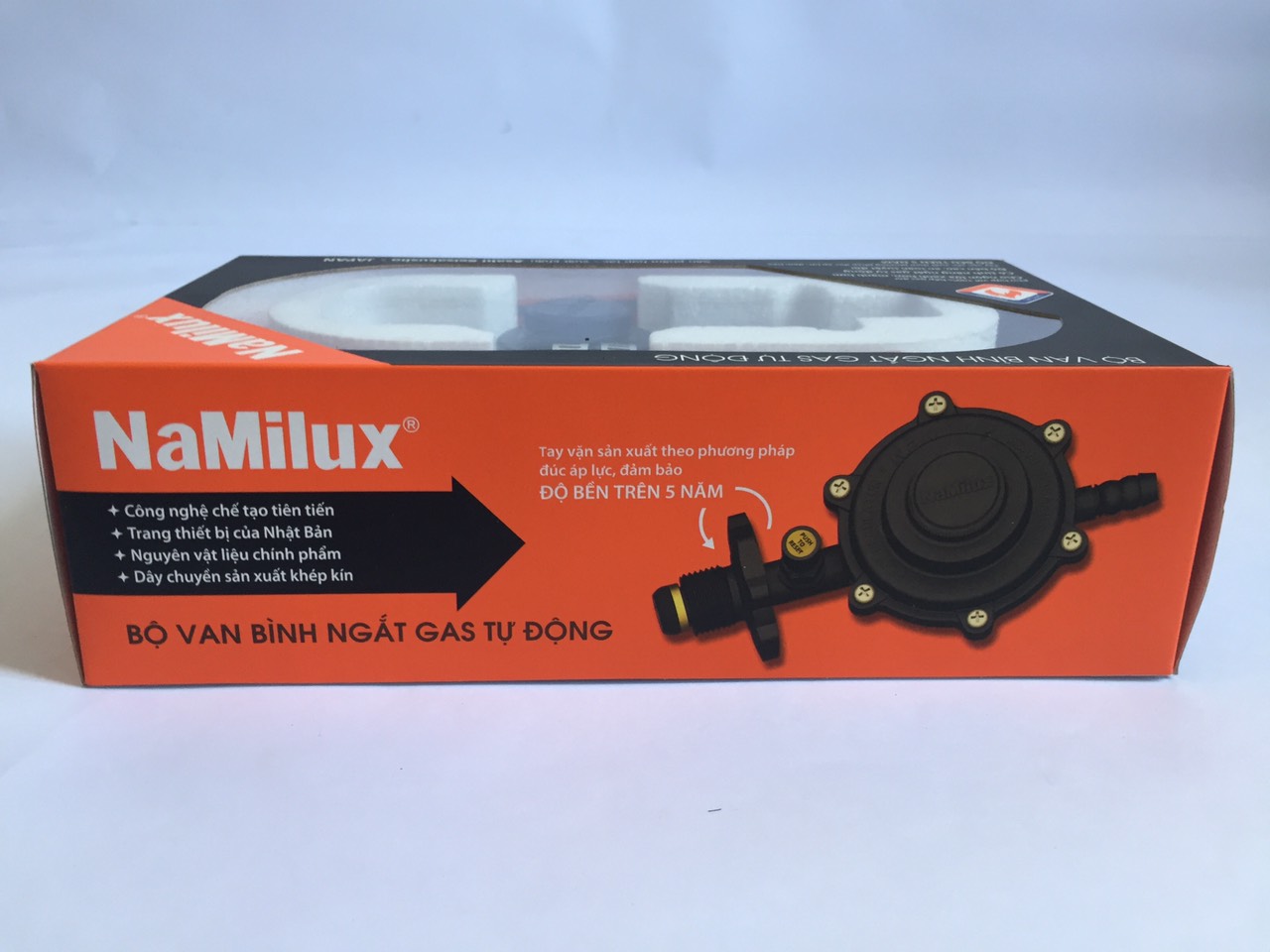 Bộ van ga điều áp tự động ngắt ga Namilux NA-345S-VN + 1.4m dây ga + 2 cổ nhuê inox - Hàng chính hãng