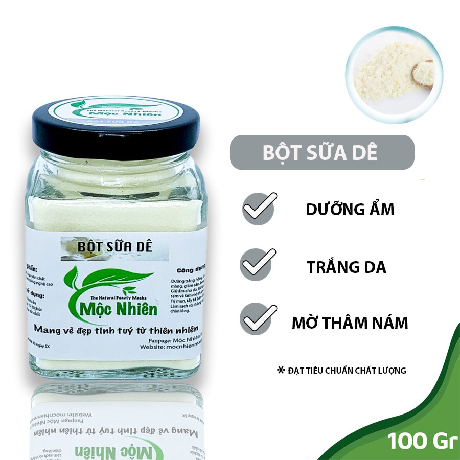 100gr Bột Sữa Dê Mộc Nhiên-Trắng da,Mềm mịn