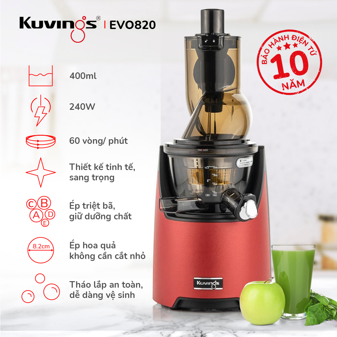 Máy ép trái cây Kuvings EVO820 đỏ - Hàng Chính Hãng