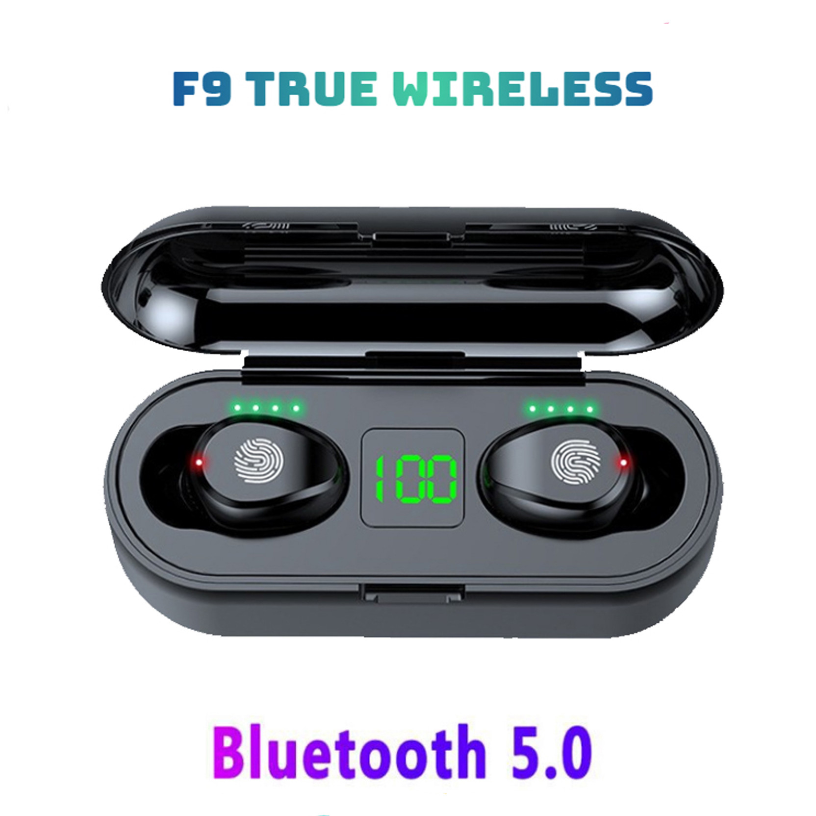 Tai nghe true wireless F9 TWS 5.0 bản QUỐC TẾ  Nút Cảm Ứng Hiển Thị Led, chống ồn tích hợp sạc dự phòng 2500mAh - Hàng chính hãng