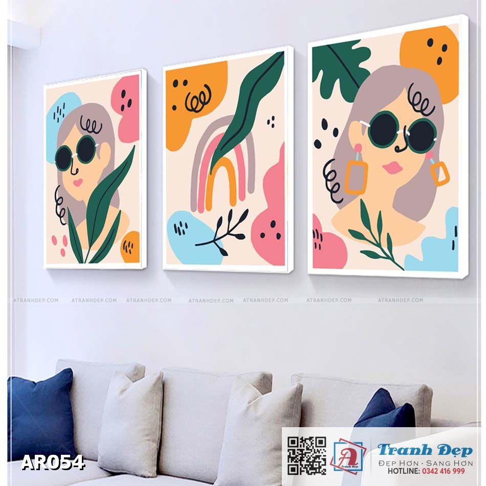 Bộ 3 tranh canvas decor phong cách minimalist, trừu tượng hiện đại - AR054
