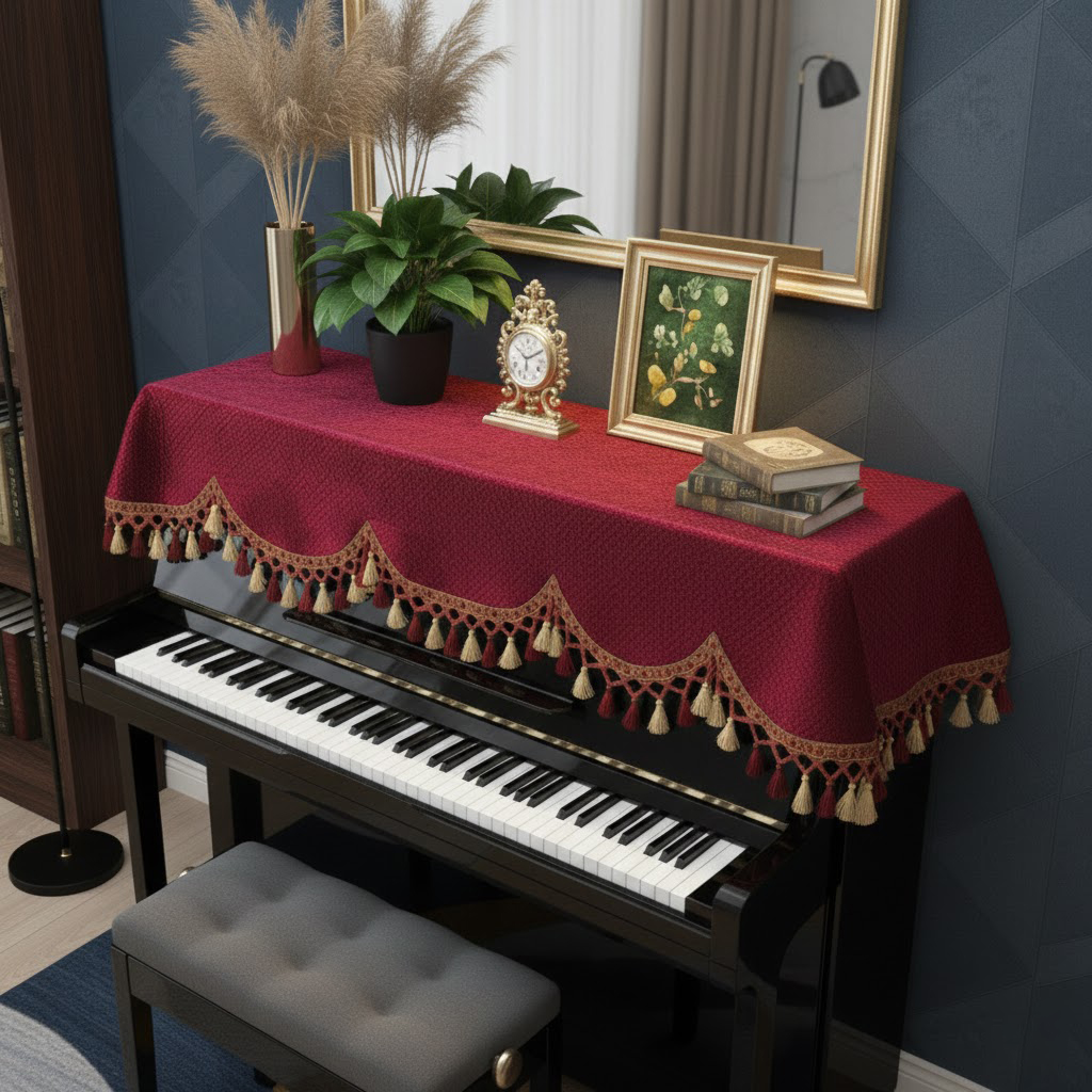 Khăn phủ đàn piano cơ đàn piano điện tử 88 phím sang trọng cổ điển trang trí giáng sinh noel năm mới Tết - Hàng chính hãng