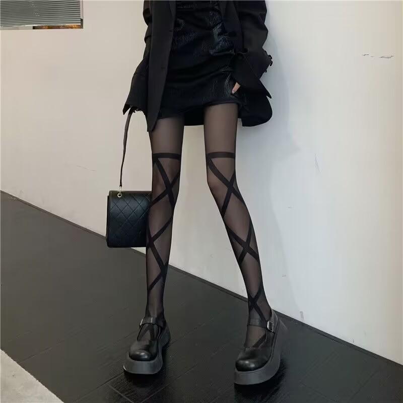 Quần tất/ vớ quần in dây duy băng HỌA TIẾT ĐÙI CARO, Phong Cách Lolita Xinh Xắn, sangchảnh, cá tính, sànhđiệu, phong cách cho nữ Women