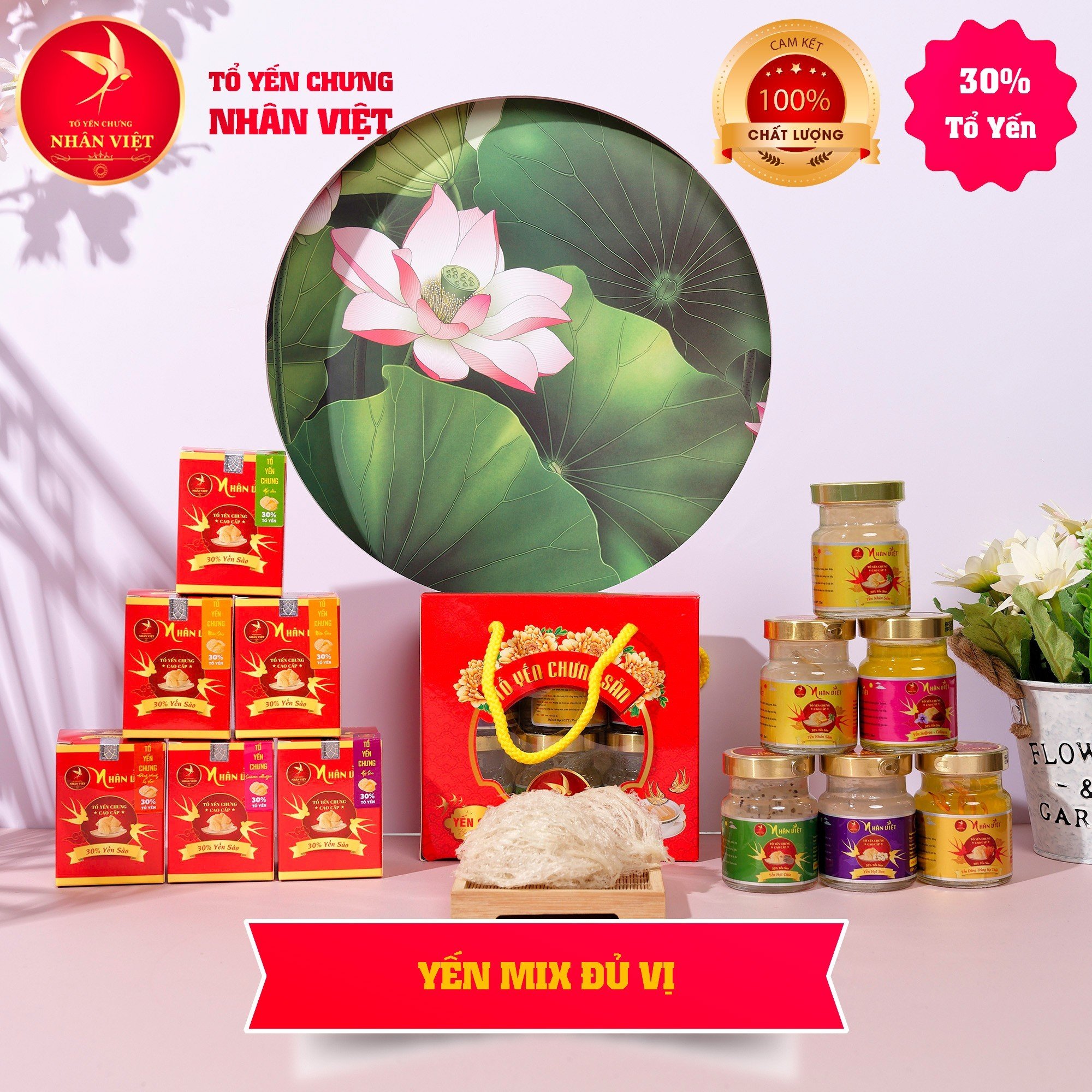 Lốc 6 Hũ Yến Sào Chưng Đủ Vị Nhân Việt 30% Yến Nguyên Chất Hũ 70ml
