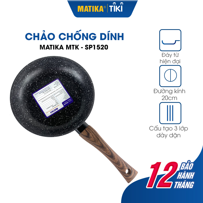 Chảo Chống Dính Vân Đá MATIKA MTK-SP1520 Đáy Từ Cao Cấp - Hàng Chính Hãng