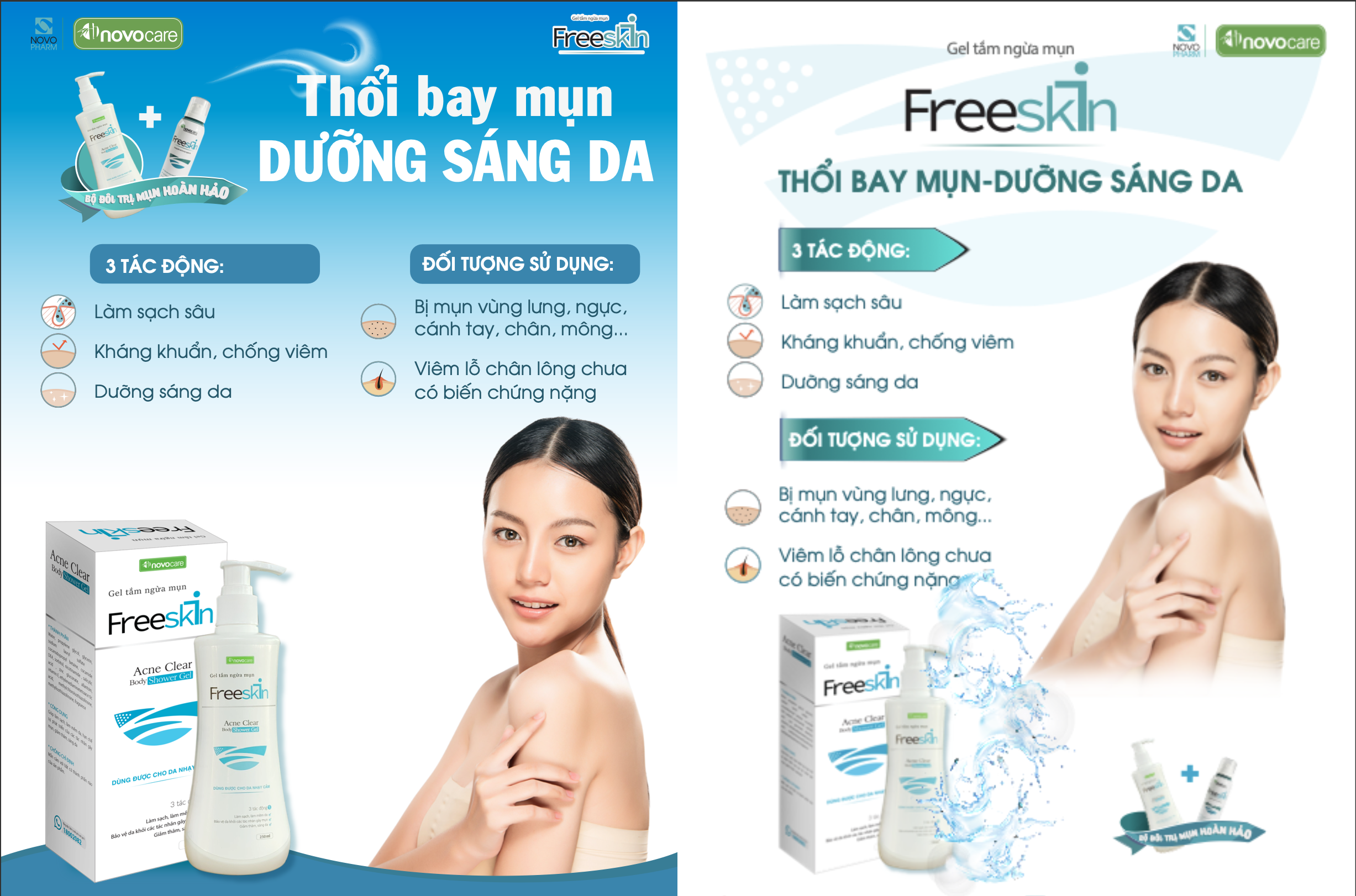 Gel Tắm Ngừa Mụn - FreeSkin 250ML - Thổi Bay Mụn, Dưỡng Sáng Da