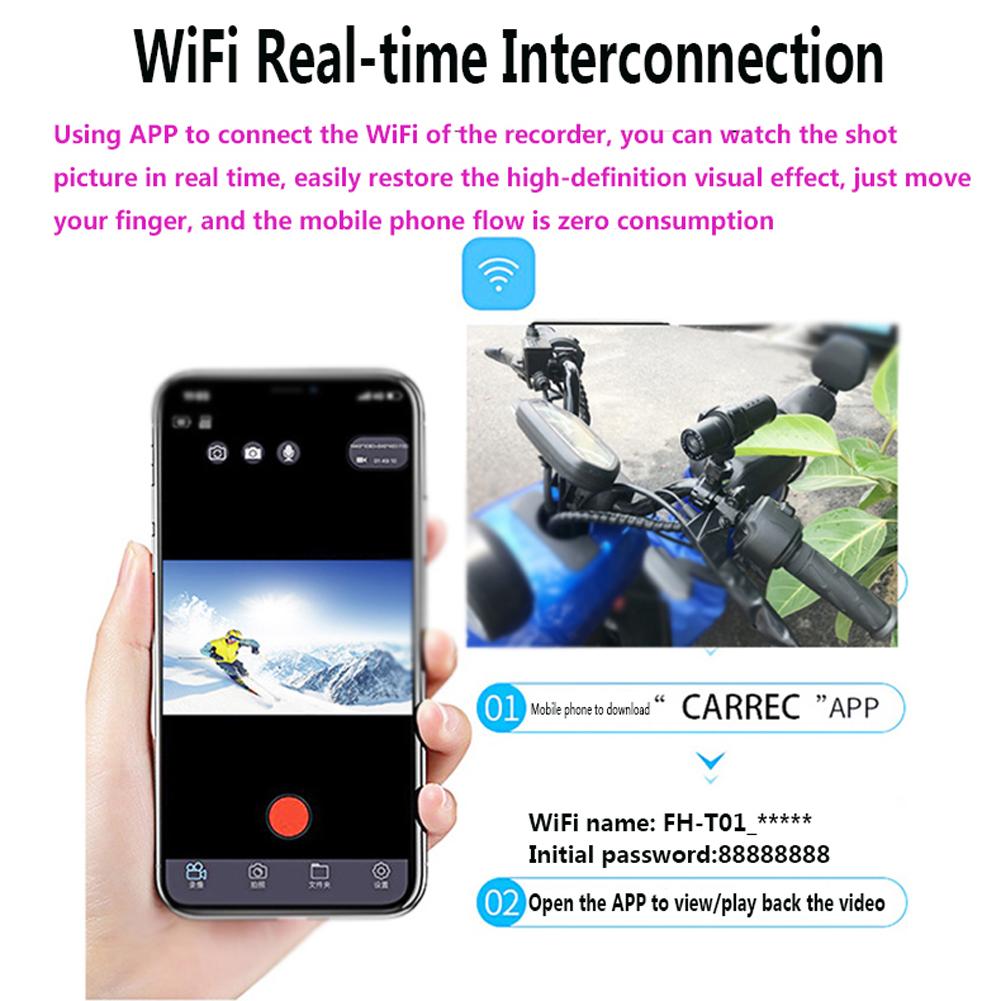 Máy Ghi Hành Động Thể Thao Dvr Không Thấm Nước Video Cam Kết Nối Wifi Gắn Trên Mũ Bảo Hiểm Xe Máy 1080P