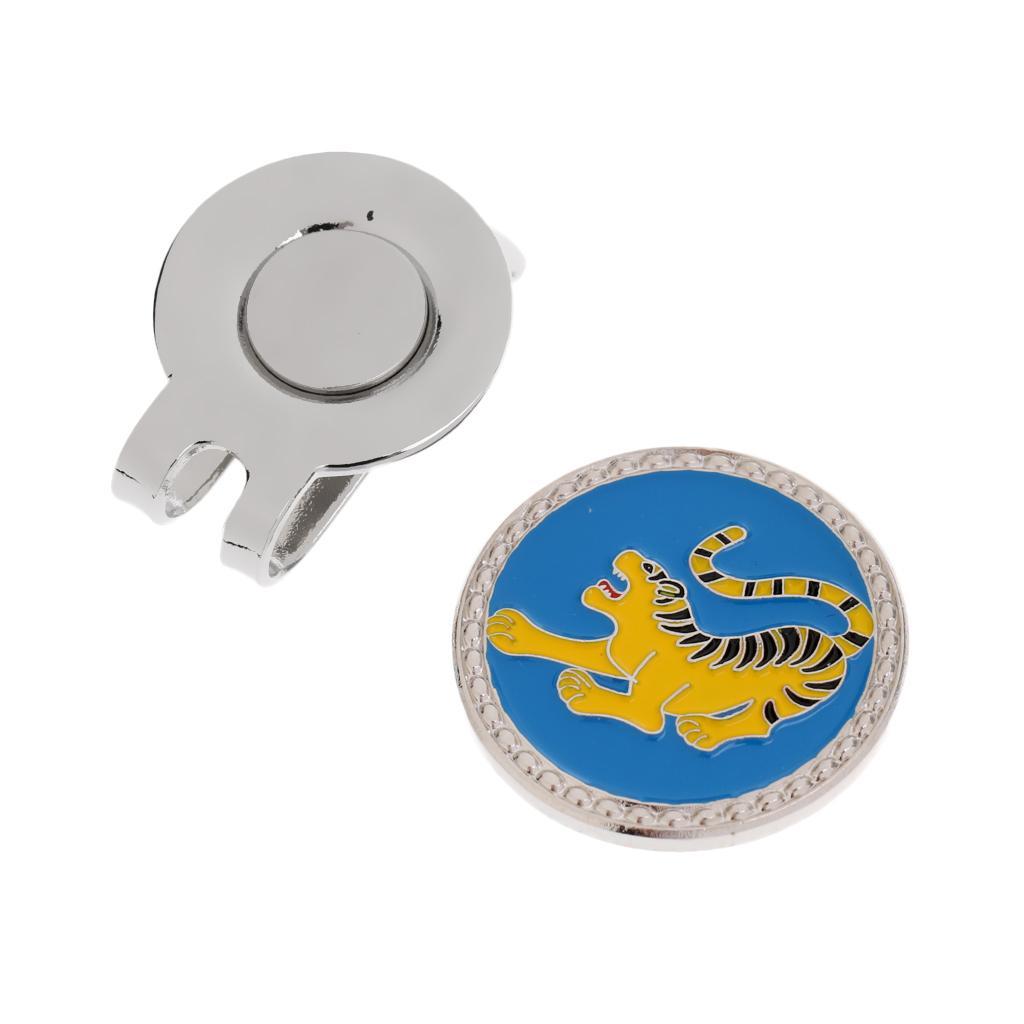 3xGolf Hat Clip Magnetic with Golf Ball Marker Chinese Zodiac Tiger