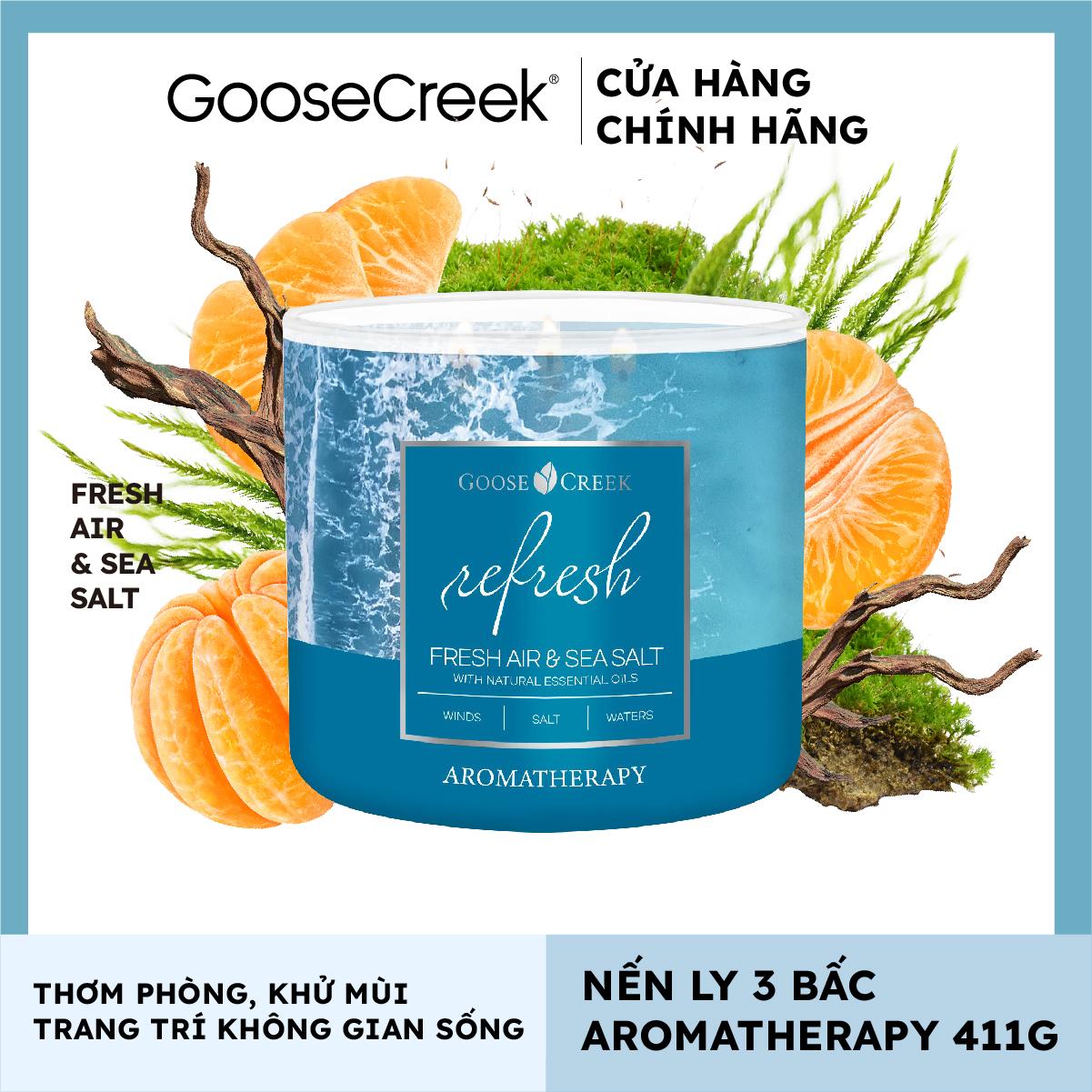 Nến ly 3 bấc Aromatherapy Goose Creek (411g) - Fresh Air &amp; Sea Salt