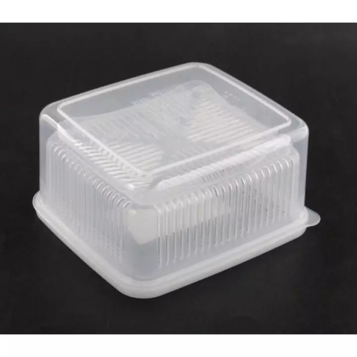 Hình ảnh Hộp nhựa bảo quản thực phẩm 2 lớp hình vuông, nắp mềm 1,1L - Nội địa Nhật Bản